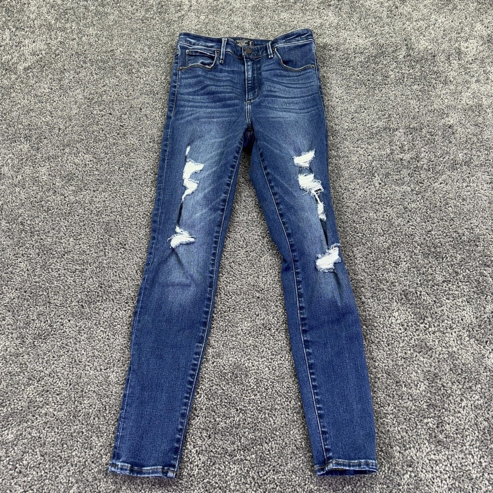 Abercrombie & Fitch Jeans Womens 2 Blue Simone High Rise Super Skinny Distressed